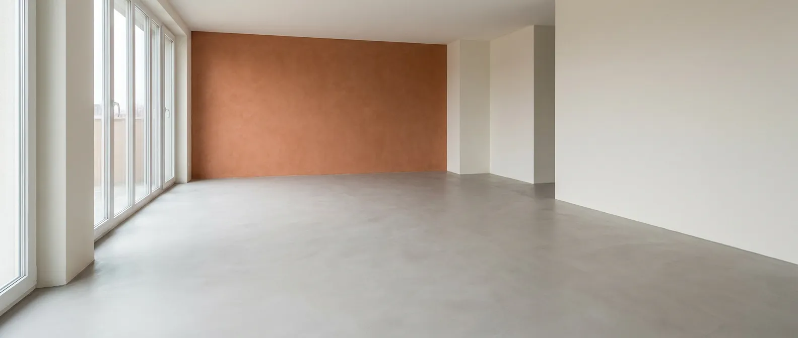 Application de la seconde passe de béton ciré à la taloche